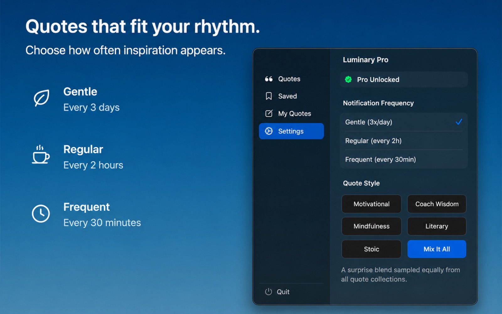 Choose between Gentle, Regular, and Frequent notification frequencies